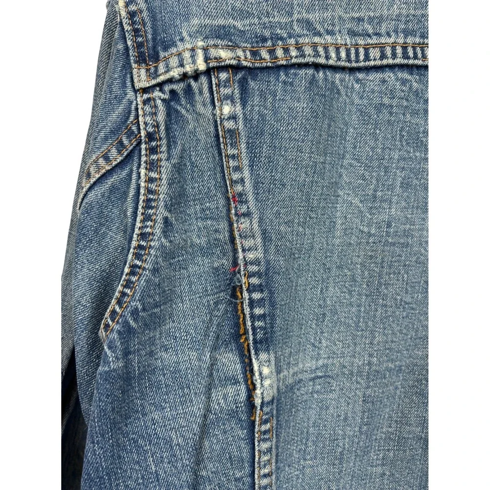 Vintage Levis Denim Trucker Jacket Blue Jean Distressed‎ Faded Mens - Picture 13 of 16